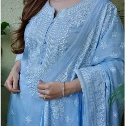 upsara fashion Traditional Embroidered Rayon Kurta Set with Dupatta, Floral Design, Full Length image 2