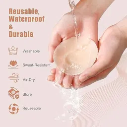 trendytrolley Nipple Covers for Women - Sticky Adhesive Silicone Pasties - Reusable Pasty Nipple Cover (1 Pair) Beige image 3