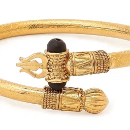 divine hindu X Kantara Gold Plated Shiva Trishool Damaru Kada, Handcrafted Adjustable Brass Bangle, Traditional Hindu Design | Spiritual Energy, Festive Accessory | For Men & Women image 1
