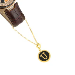 voylla Valentine's Day Collection Alphabet U Black Enamel Charm|Valentine Gift For Her|Gift For Wome|Gift For Her| image 5