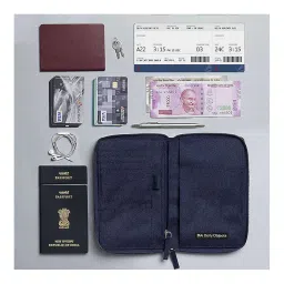 dailyobjects Nylon Travel Passport Holder Credit Card Wallet Case for Men & Women| Nylon| Travel Organizer with Internal Pockets and YKK Zipper| Dedicated Slots with Exterior Rear Stash Pocket| Blue image 5