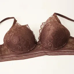 secret lives Women's Lingerie Set Padded Push Up Bra Panty Coffee Color Bikini Set for Women & Girls image 1