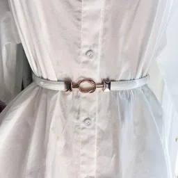 syga Luxe Leather Waist Belt With Elegant Gold Geometric Buckle image 1