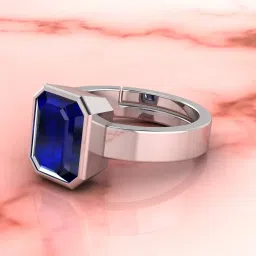 kirti sales Certified Unheated Untreatet 11.25 Ratti A+ Quality Natural Blue Sapphire Neelam Gemstone Silver Plated Adjustable Ring for Women's and Men's image 2