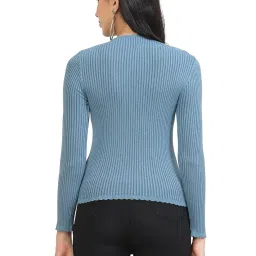 kalt Women's Full Sleeves V-Neck Ribbed Sweater image 1