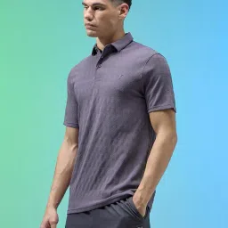 technosport Men's Slim Fit Textured Collared Neck Polo T-Shirt with UPF50+, Cotflex for Regular use image 1