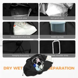 palay PALAY® Women Gym Bag Waterproof Nylon Carry-on Bag with Shoe Compartment Travel Duffle Bag Shoulder Bag with Adjustable Shoulder Strap Multi Use Casual Shoulder Bag for Trip, Gym, Black image 1