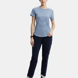 jockey A121 Women's Super Combed Cotton Stripe Fabric Relaxed Fit Round Neck Half Sleeve T-Shirt image 3