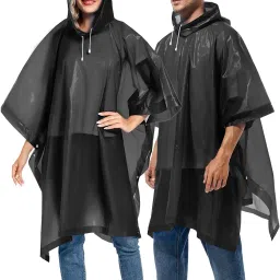 makabee 2 Pack Rain Ponchos for Adults Reusable - Raincoats Survival Emergency Heavy Duty Rain Coat with Drawstring Hood image 5