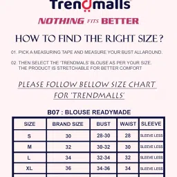 trendmalls Women's Polyester Elastane Zari Stretchable Round Neck Sleeveless Blouse Choli Stylish Saree Blouse Ready to Wear image 5
