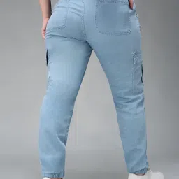 miss chase a+ Women's High Rise Light Weight Denim Joggers image 3
