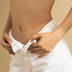 aaishwarya 18K Gold Plated Two Layered Snake Chain Waist Chain | Stainless Steel, Anti-Tarnish Hip Chains | Minimal Jewelry | Stylish Casual Wear Kamarband for Saree and Crop Tops image 4