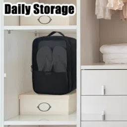 storescent Compact Shoe Bag/Organizer/Pouch | Protect 3 Pairs of Shoes | Perfect for Travel and Daily Storage (Black) image 3