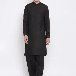 vastramay Men's Cotton Blend Solid Kurta Pyjama Set image 1