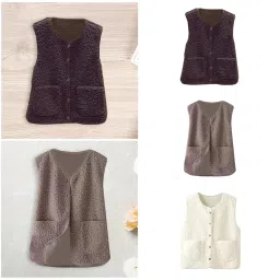 club bollywood The Style SutraWomens Fleece Vest Soft Comfortable Warm Sleeveless for Autumn Spring Coffee|Clothing Shoes & Accessories | Womens Clothing | Coats & Jackets image 4