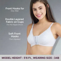 bodysize Cotton Front Open Bra for Women Daily Use | Non-Padded, Non-Wired | Sweat Absorbent Seamless Bra | Full Coverage Regular Wear | Twin Hook Adjuster (Cup Size: B) image 1