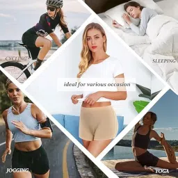 regalia procot Women's High Coverage Mid Waist Boy Leg Underwear Antibacterial Stretch Cotton Boy Shorts for Women | Long Panty | Boxer for Girls image 4