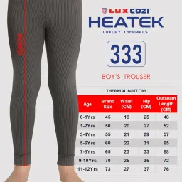 Lux Cozi HEATEK Boy's Charcoal Melange Thermal Trouser | Style - 333 | Pack of 1 image 1