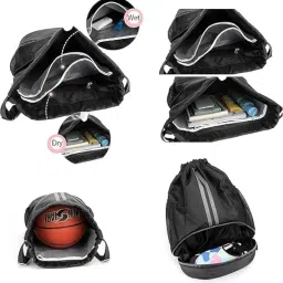 keycraze Sports Drawstring Bag Backpack for Men Women - Basketball Bag Gym Backpack Dedicated Shoe Compartment | Waterproof Large Space Gym Bag (Drawstring, Red, 22 liter) image 4