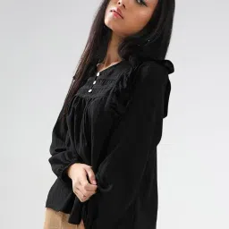 sera Cotton Nylon Ruffled Button-Front Top image 2