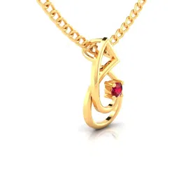 p.c. chandra jewellers 14K Gold Pendant (without chain) Abstract Spiral Design With Stone In The Centre For Women - 0.28 Gram image 2
