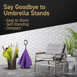 MARTEEN Reverse Inverted Windproof Umbrella - Upside Down Umbrellas with C-Shaped Handle for Women and Men - Double Layer Inside Out Folding Umbrella image 3