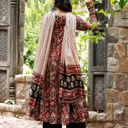 nermosa Women Printed Anarkali Kurta and Pant Set with Dupatta image 2