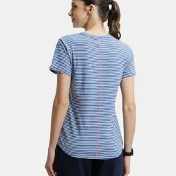 jockey A121 Women's Super Combed Cotton Stripe Fabric Relaxed Fit Round Neck Half Sleeve T-Shirt image 2