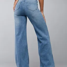 dolce crudo Women's Wide-Leg High-Rise Regular-Length Stretchable Denim Jeans image 3