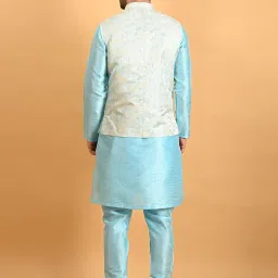 uri and mackenzie Men's Silk Blend Kurta Pajama with Designer Ethnic Nehru Jacket/Modi Jacket image 3