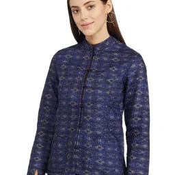 biba Women Art Silk Straight Printed Jacket image 2