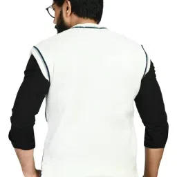 manra Men Round Neck Wide Stripe Sleeveless Woolen Winter Pullover Sweater_ (Men OSWAL Sleeveless Sweater/Size 38-40) image 3