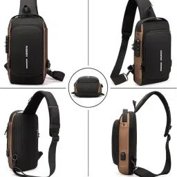 np store Sling Bag For Men & Women, Anti-Theft Chest Bag With USB Charging Port, Waterproof Small Backpack for Outdoor, Work, Hiking, Running, Sport & Travel image 3