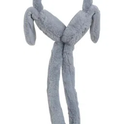 Plush Bunny Ear Earmuffs with Long Hanging Design, Soft Faux Fur Winter Warmers, Grey image 1