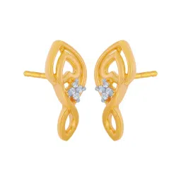 p.c. chandra jewellers 14k (585) Yellow Gold and American Diamond Stud Earrings for Women image 2