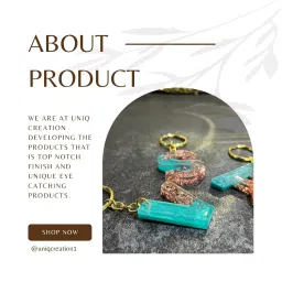 uniq creation Foil Design Resin Keychain Resin Alphabet Initial Letter Keychain Key Ring for Men Women Girls Purse Handbags | Turquoise |Copper | CJ-6XKY-13HC_New image 2