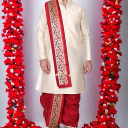 rameshwaram fabrics Men's Stole, Fabric : Silk, Angwastra only 2.0 Mtr Paithani image 3
