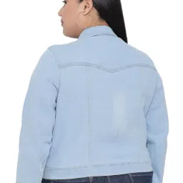 funday fashion Women's Denim Blend Standard Length Plue Size Full Sleeve Solid Casual Jacket image 1
