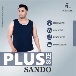 vaishvik Mens Plus Size Sando Tank - Navy image 5