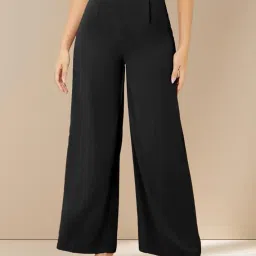 kotty Women's Solid High Rise Relaxed Fit Trouser image 2
