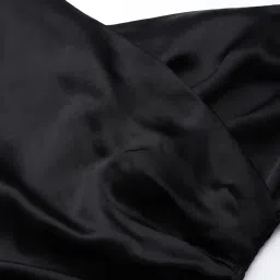 sassafras Black Satin Gathered Crop Bustier Top image 1