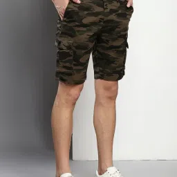 dennis lingo Mens Grey Slim Fit Mid Rise Casual Cotton Cargo Shorts image 4