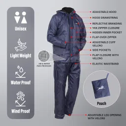tvs Unisex Double Layer Polyester Raincoat with Pant and Adjustable Drawcord for Hoodie image 1