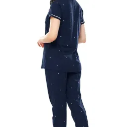 zeyo Women's Cotton Dot Printed Night Suit Set Of Shirt & Pajama Set image 2