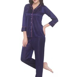 av2 Women's Satin Plain/Solid Night Suit Pajama Set Pack Of 1 image 3
