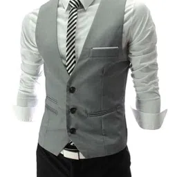 oora Men's Viscose V-Shape Tuxedo Style Waist Coat Slim Fit Latest V Neck Half Slim Jacket Formal Casual Stylish Coat for Wedding Party Office Wear image 2