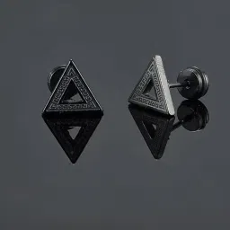 the men thing TRINITY TWIST BLACK - Pure Titanium Steel Piercing Ear Earrings for Men & Boys image 1
