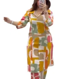 Women’s Cotton Printed Co-ord Set – Stylish & ComfortableJ-Cotton Green image 2