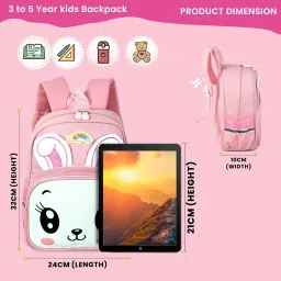 storite Cute Rabbit Printed Small School Bag for Young Kids,-Sturdy and Water-Resistant, Ideal Backpack for 6-8 Year Old Boys and Girls Great for Birthdays Gifts - (Pink, Mn 22) image 1
