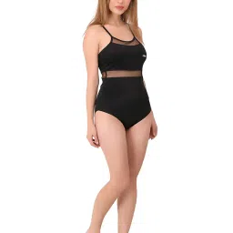 crevox Padded Solid Black Net Single Piece Swimwear/Swimsuit for Womens and Girls (100% Nylon) image 3